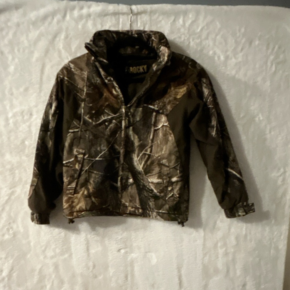ROCKY Kids Camouflage Hunting Jacket Size L Brown Green Outdoor Apparel